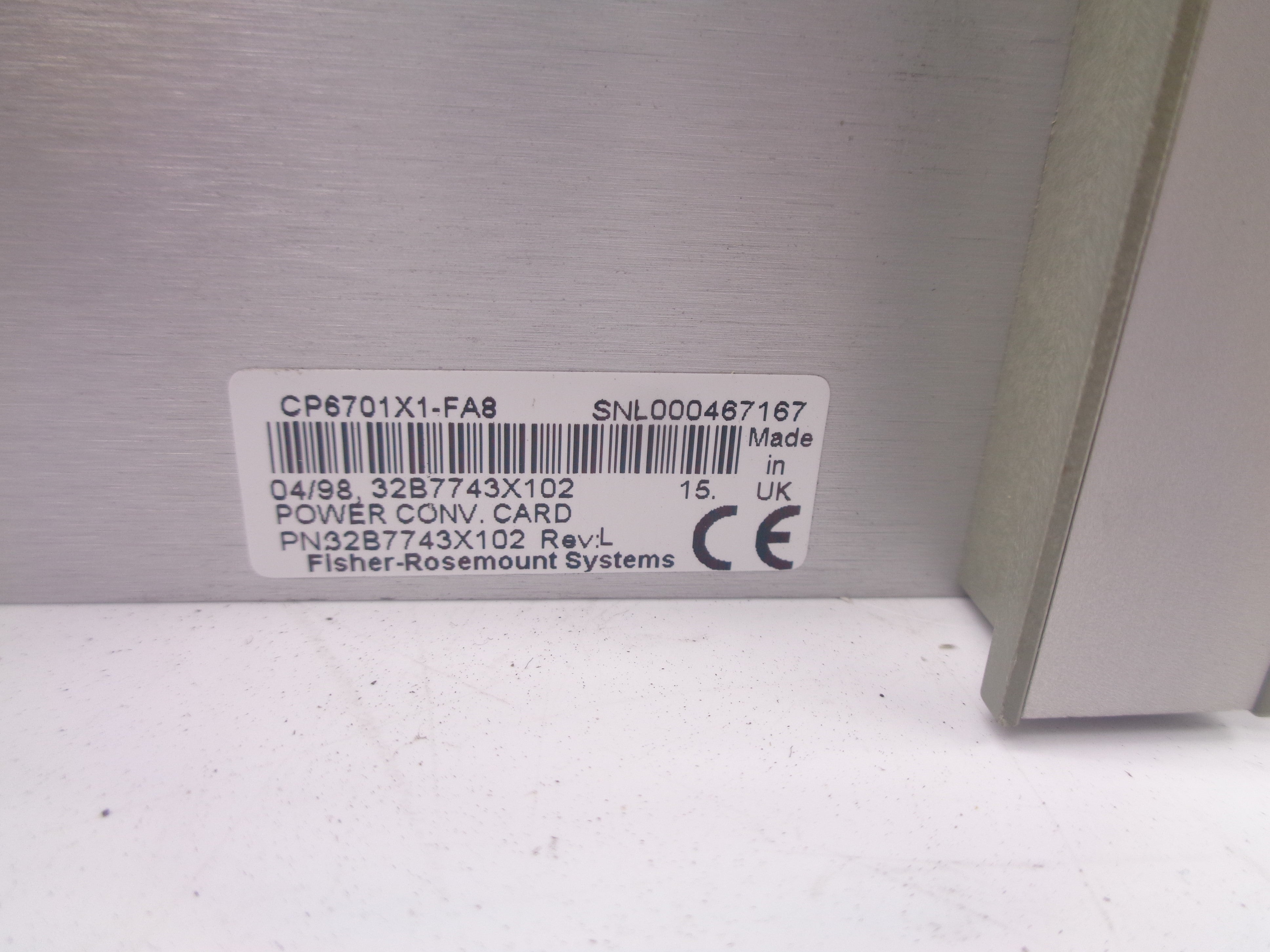 FISHER ROSEMOUNT CP6701X1-FA8 32B7743X102 REV. L NSNP