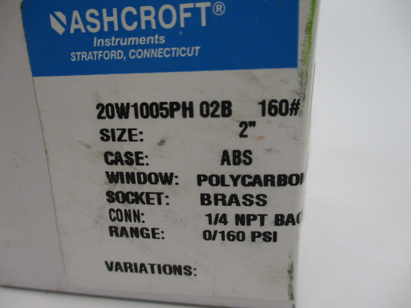 ASHCROFT 20W1005PH-02B-160# NSMP