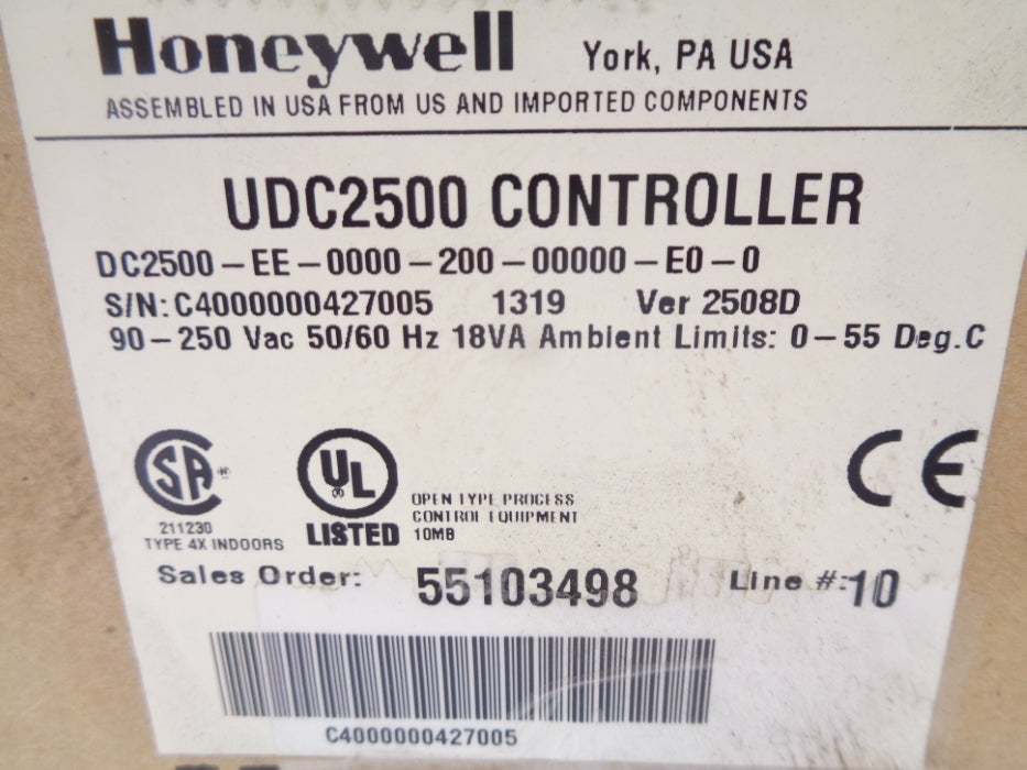 HONEYWELL DC2500-EE-0000-200-00000-E0-0 UDC2500 90-250VAC NSMP