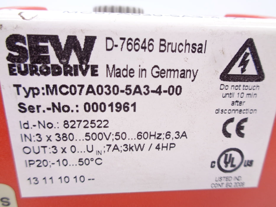 SEW EURODRIVE MC07A030-5A3-4-00 (AS PICTURED) UNMP