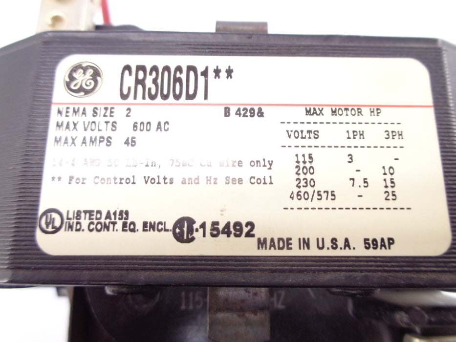 GENERAL ELECTRIC CR306D102 (NO ENCLOSURE) UNMP