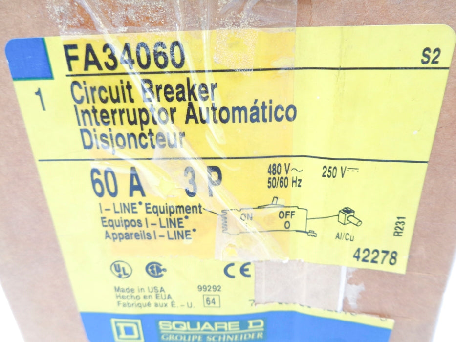 SQUARE D FA34060 SER. 2 60A 480V NSMP