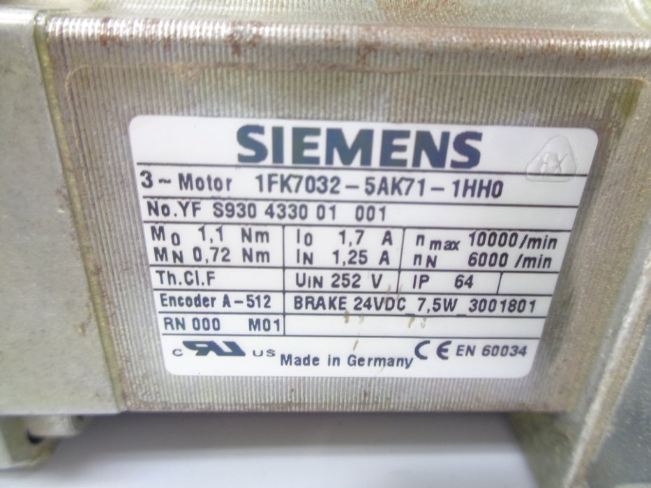 SIEMENS 1FK7032-5AK71-1HH0 REMAN