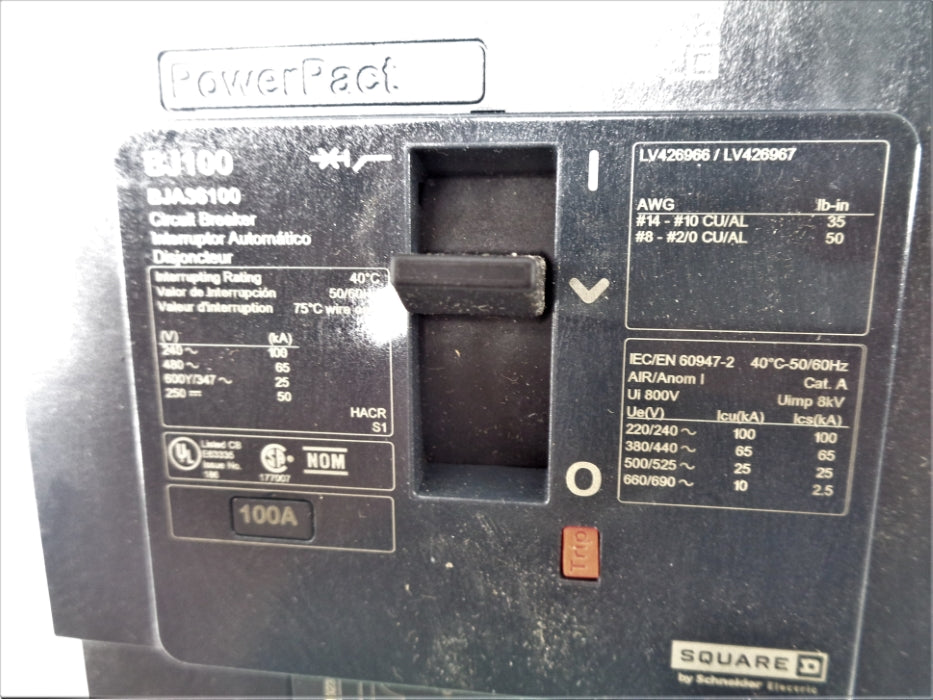 SQUARE D BJA36100 100A 480V NSNP
