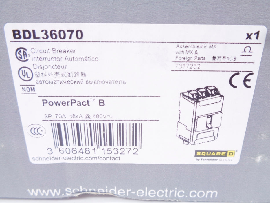 SQUARE D BDL36070 70A 480V NSMP