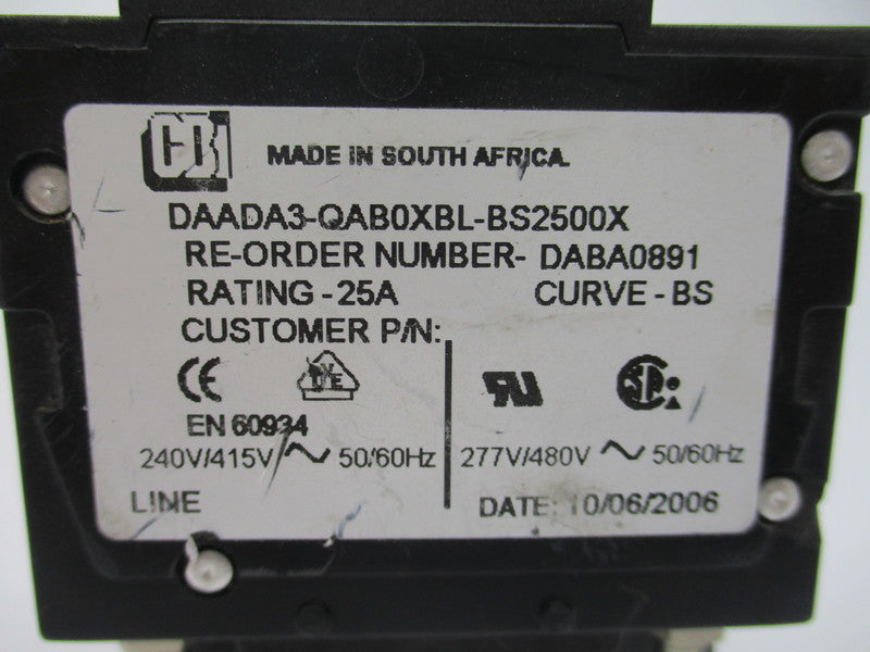 HY-MAG DAADA3-QAB0XBL-BS2500X 25A 277/480V NSNP