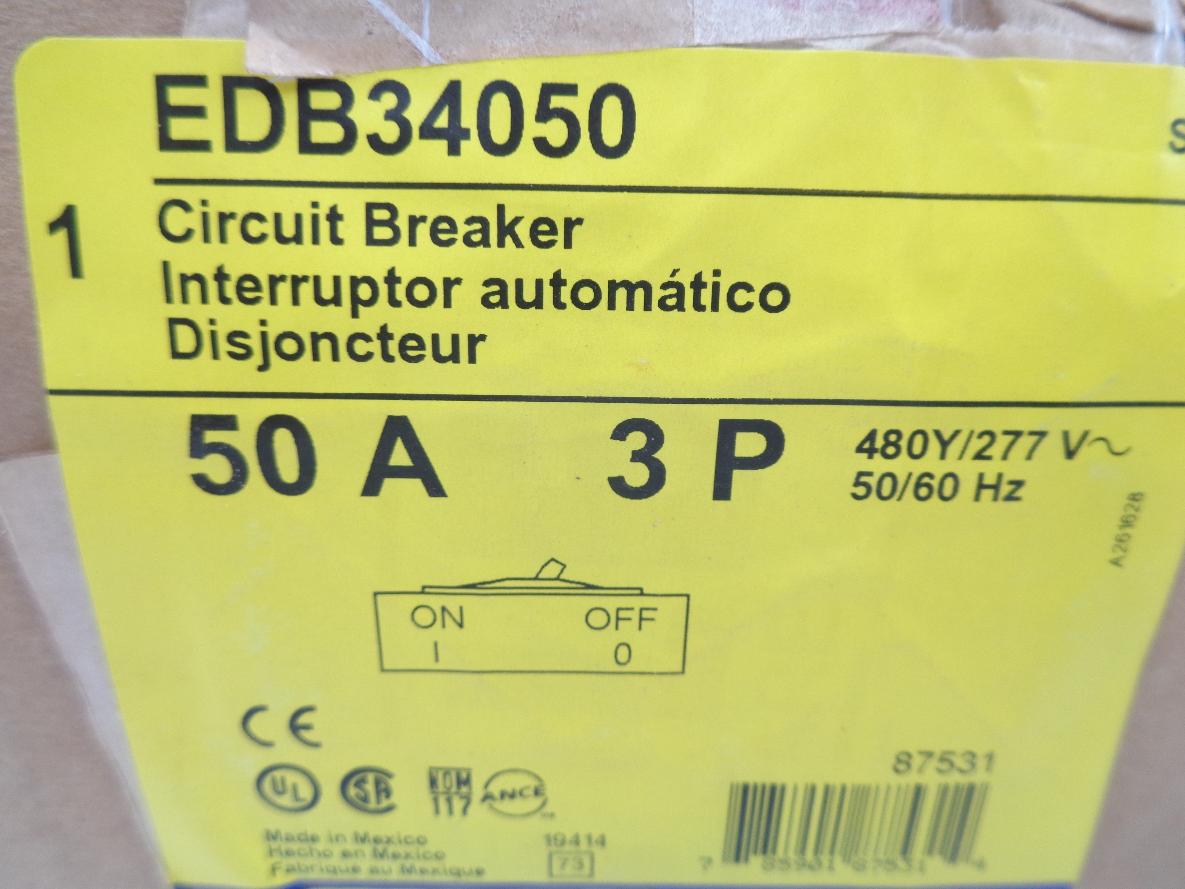 SQUARE D EDB34050 SER. 3 277V 50A NSMP