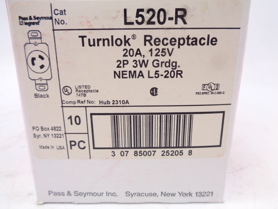 PASS & SEYMOUR L520-R (PKG OF 10) NSMP