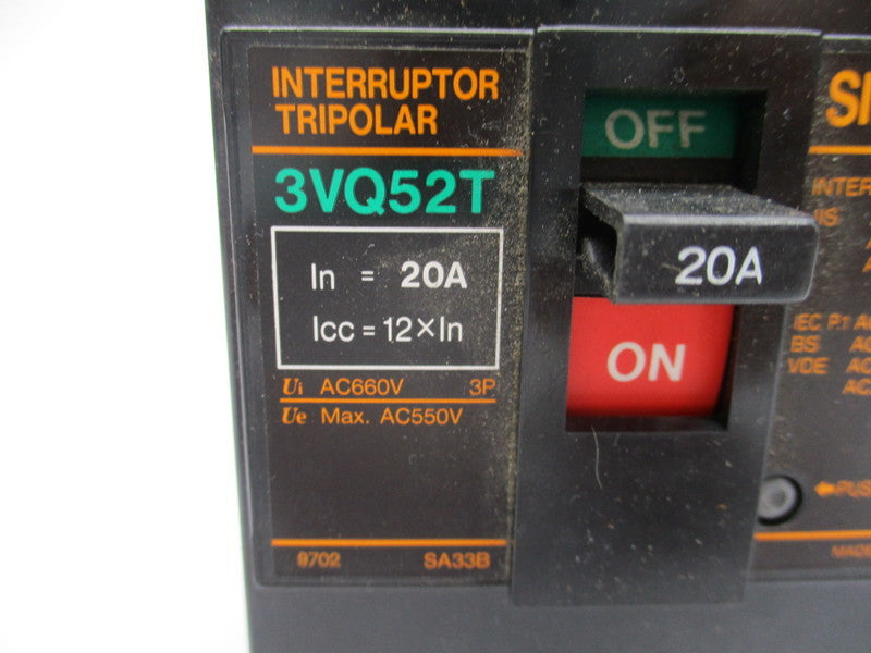 SIEMENS 3VQ52T 20A 550VAC NSNP