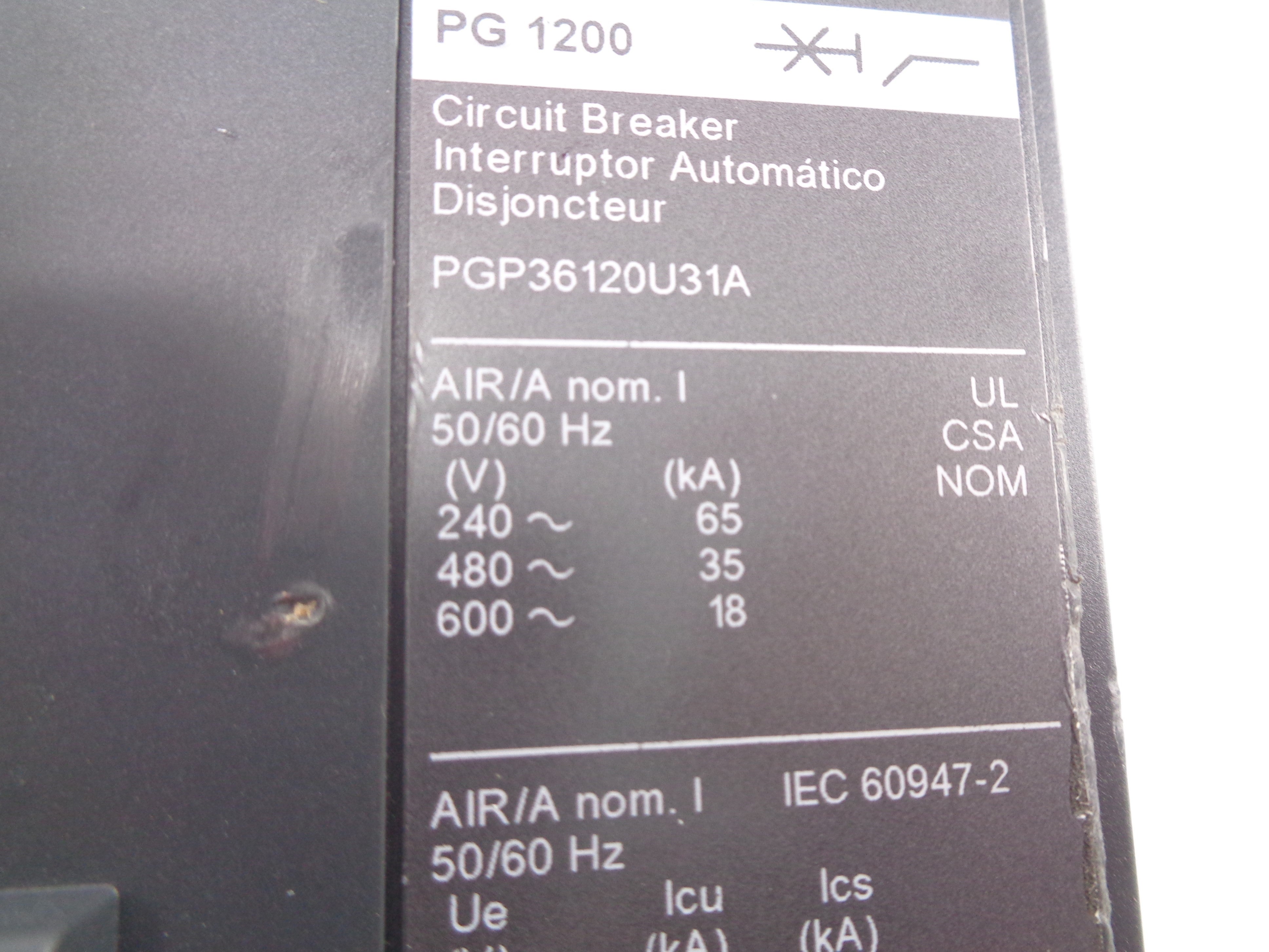 SQUARE D PGP36120U31A 600V 1200A NSNP