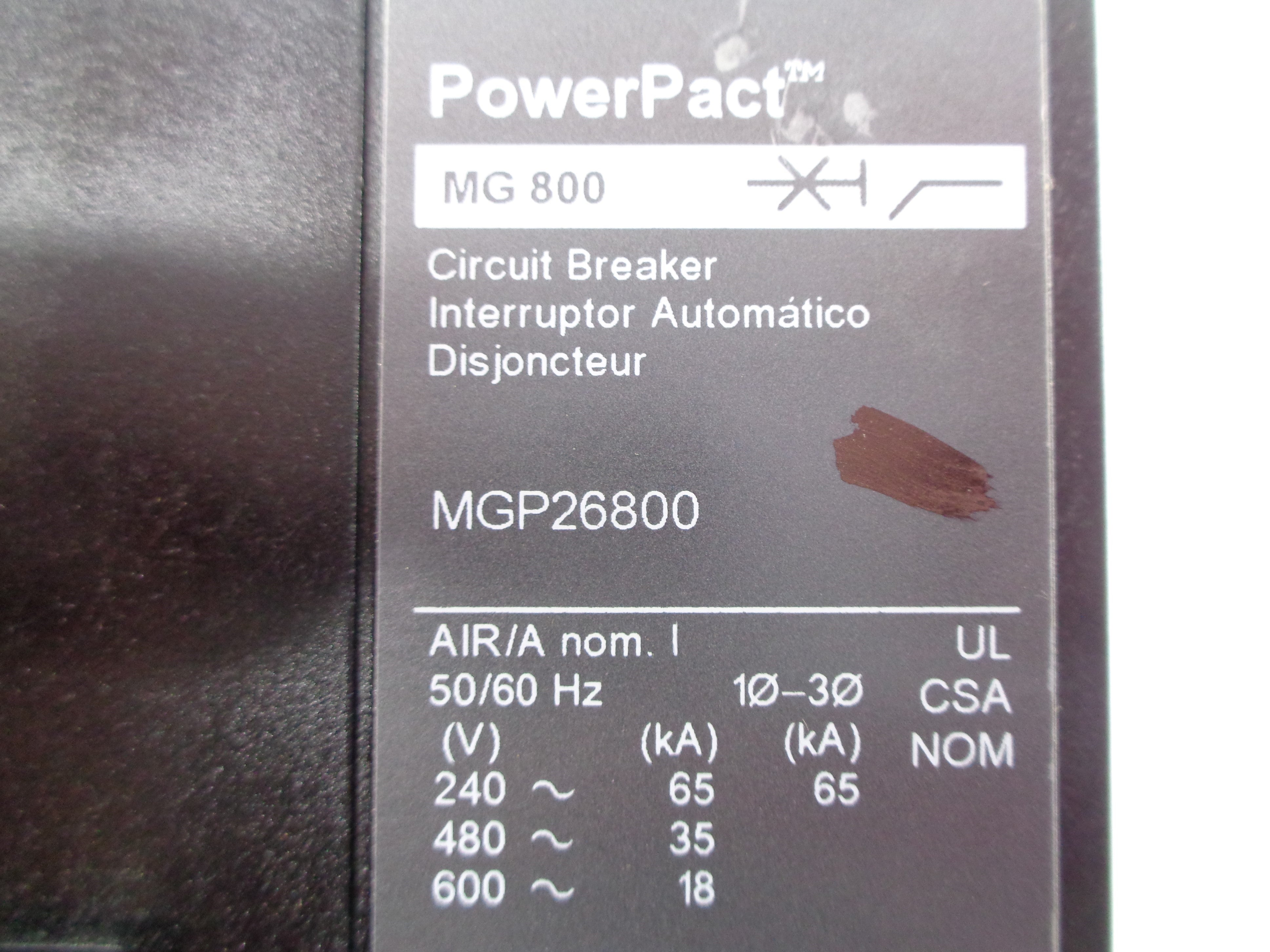 SQUARE D MGP26800 SER. 2 600V 800A NSNP