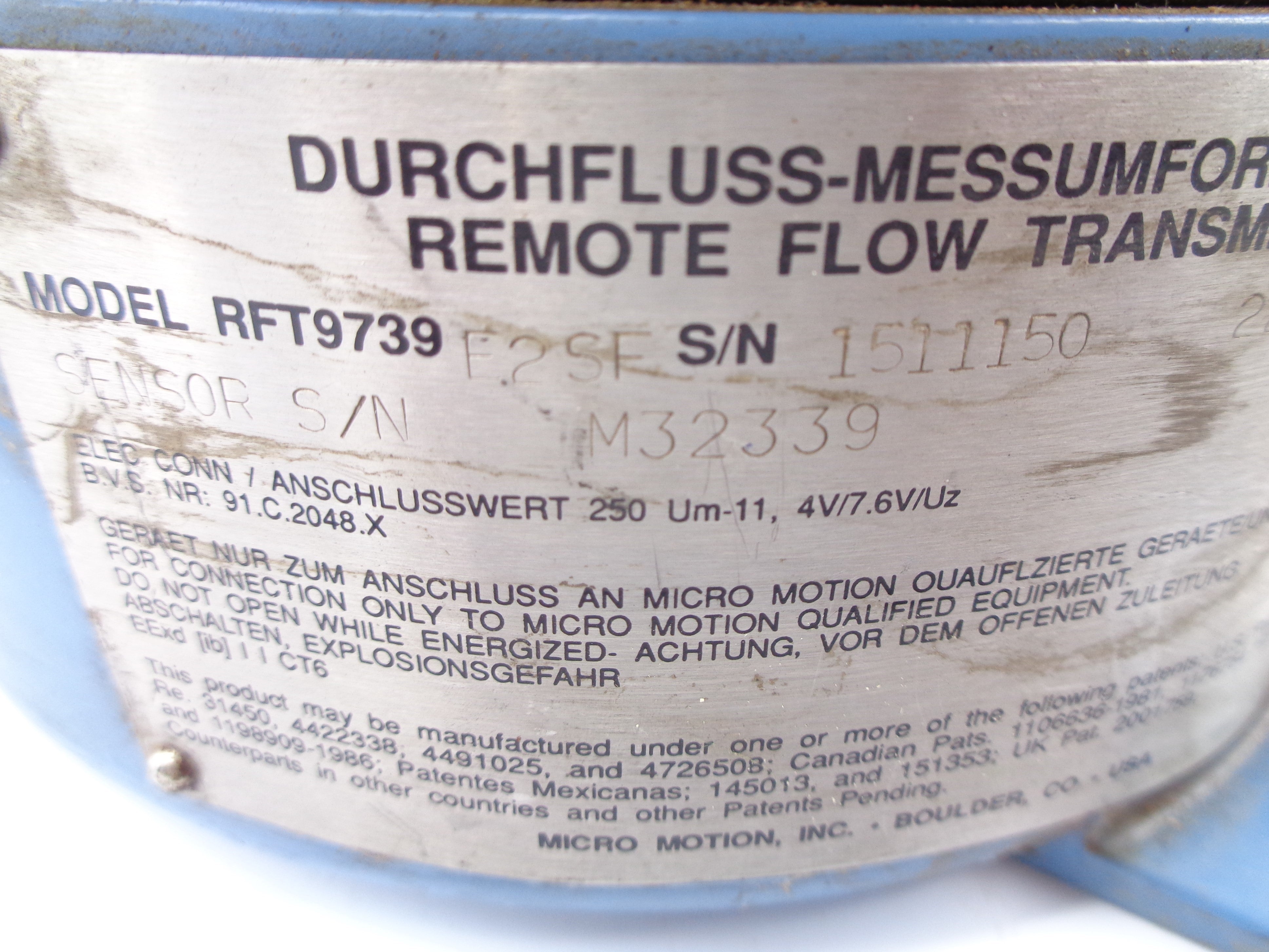 MICRO MOTION RFT9739E2SF UNMP