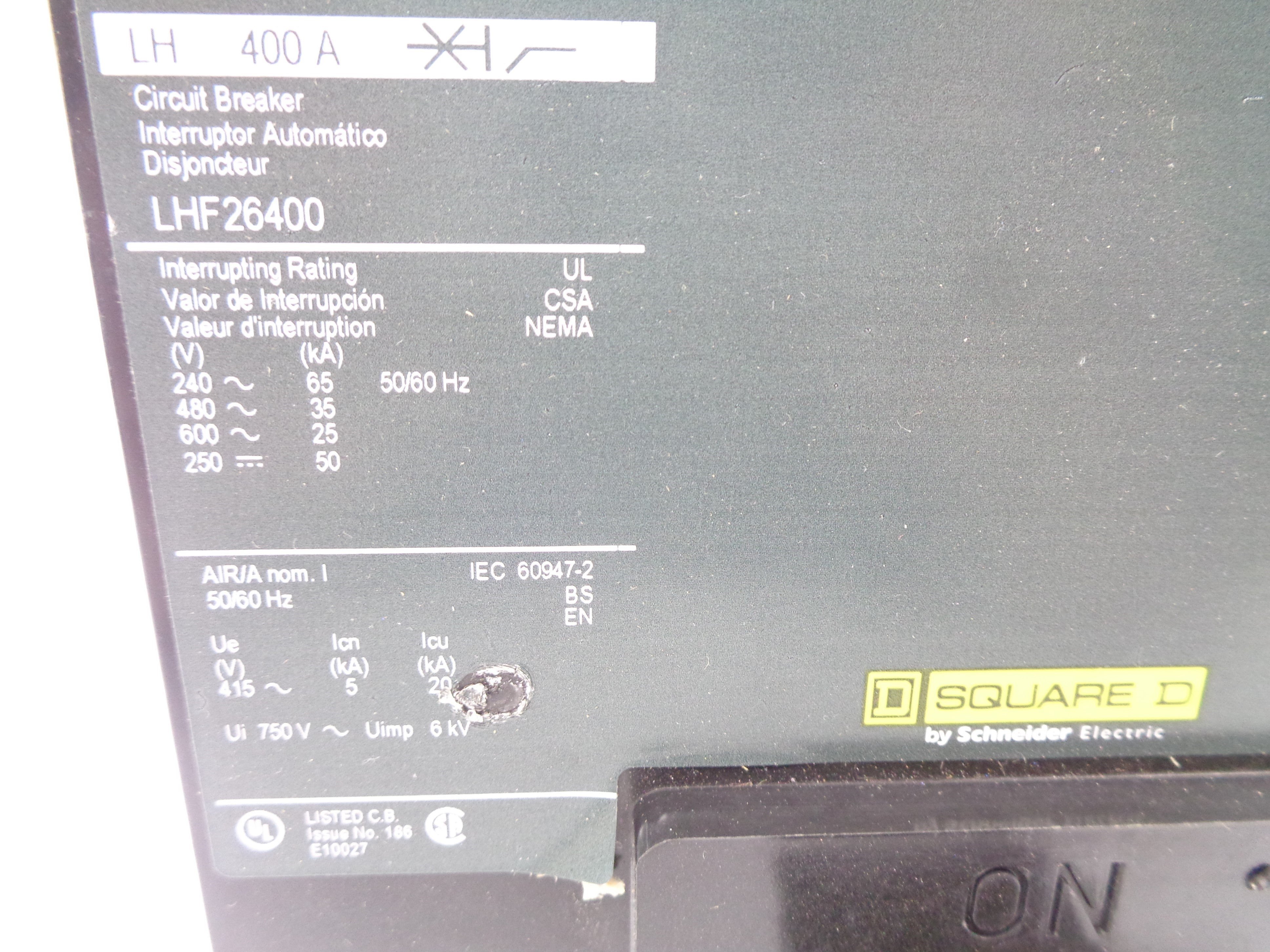 SQUARE D LHF26400 SER. 4 600V 400A UNMP