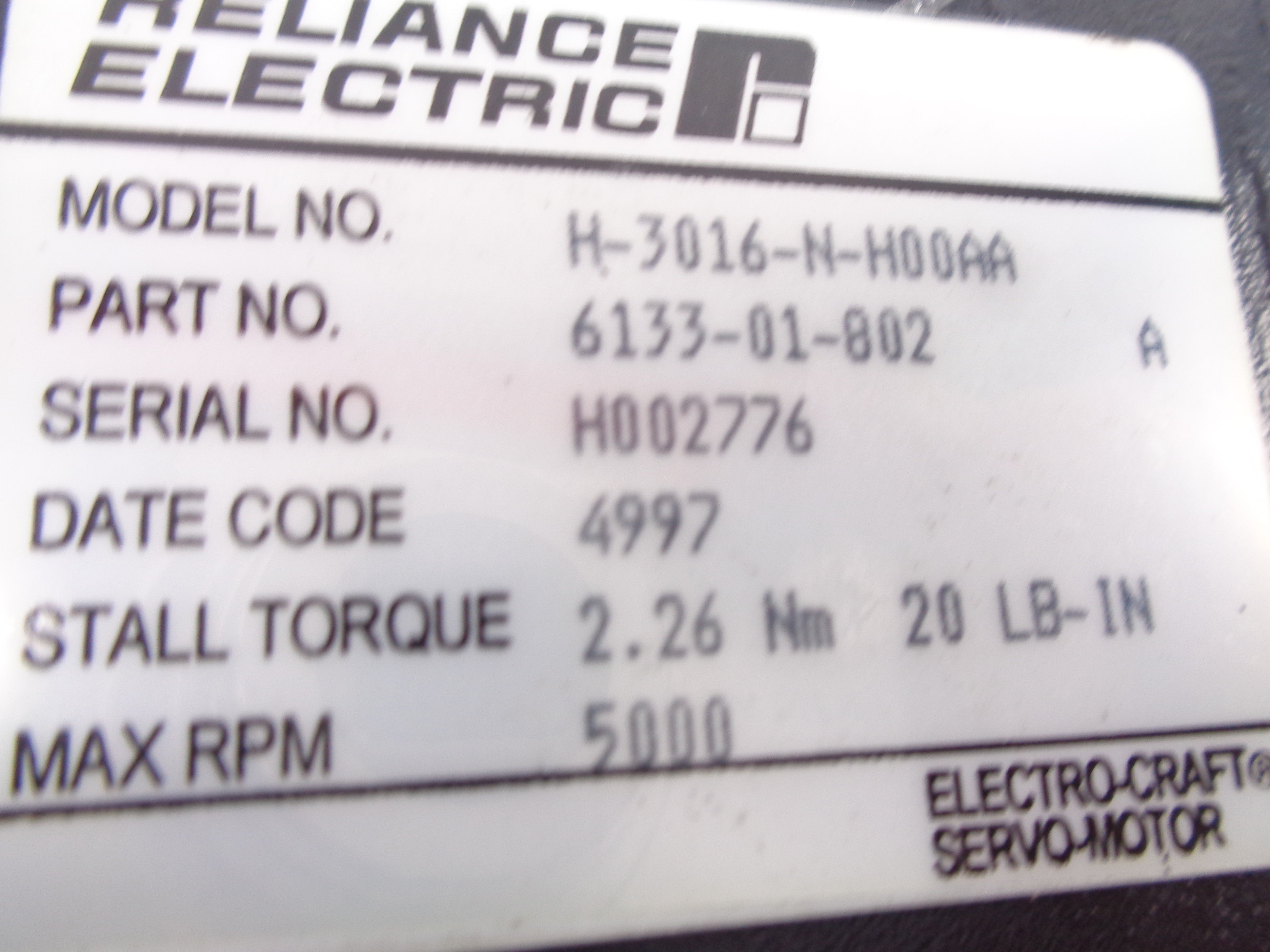 RELIANCE ELECTRIC H-3016-N-H00AA (AS PICTURED) UNMP