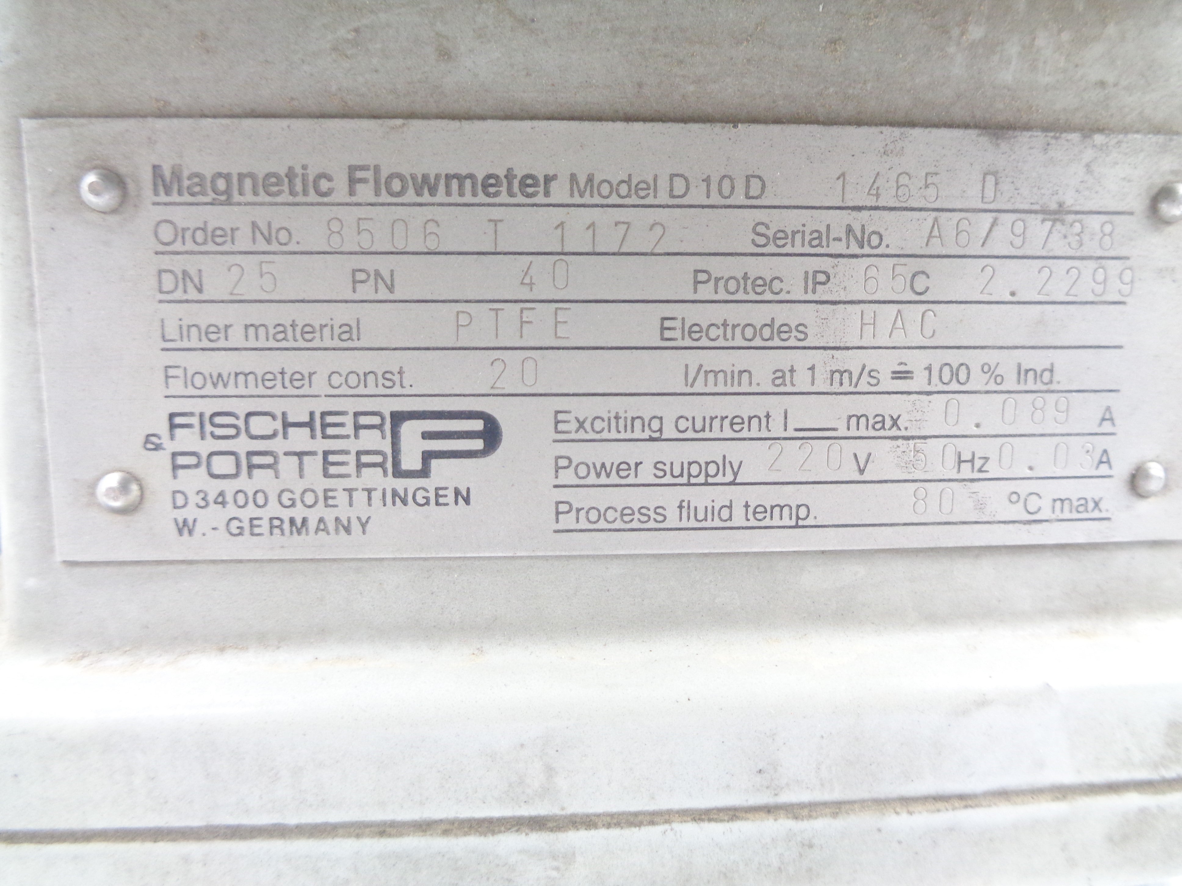 FISCHER PORTER D10D1465D UNMP