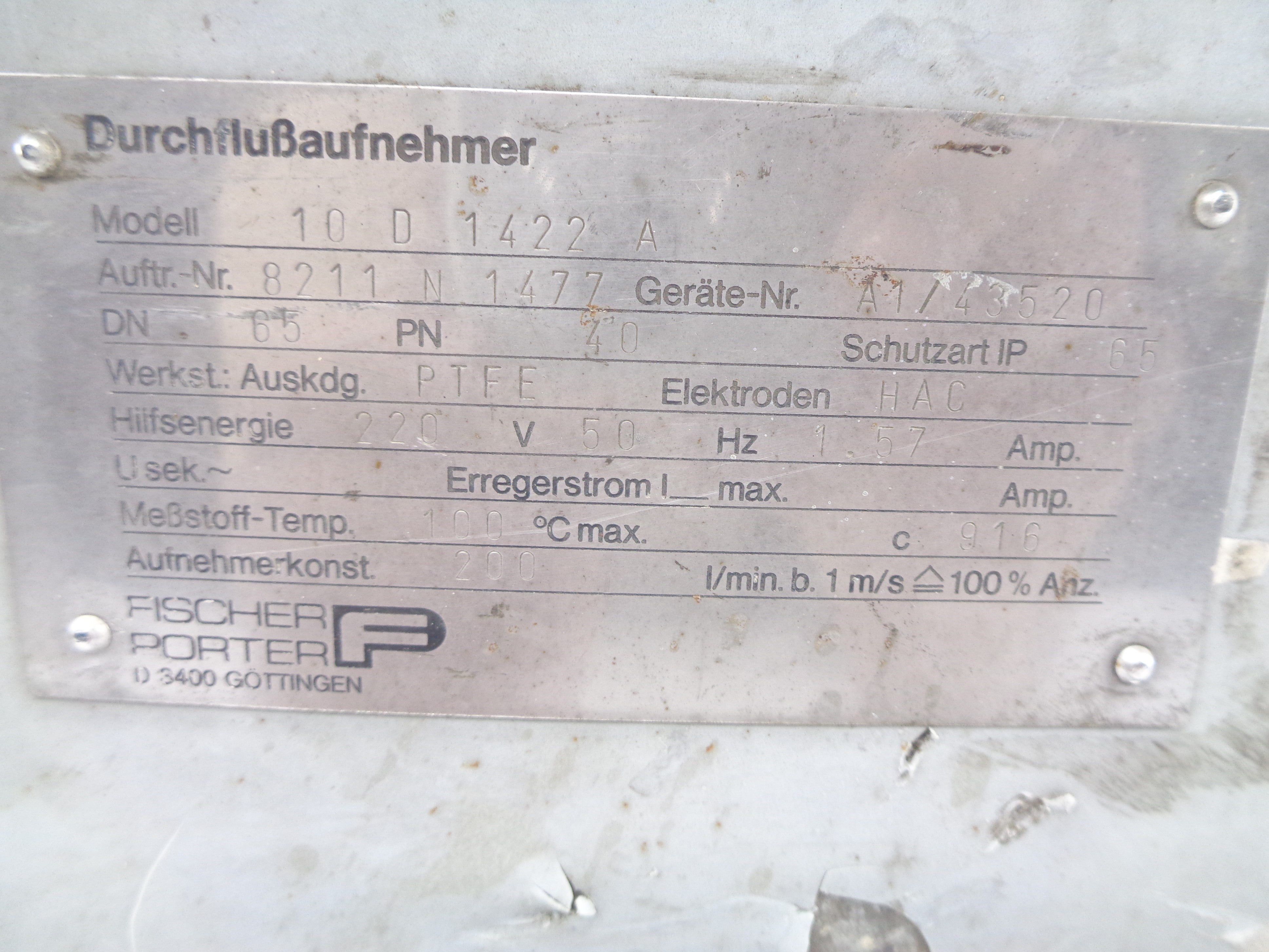FISCHER PORTER 10D1422A UNMP