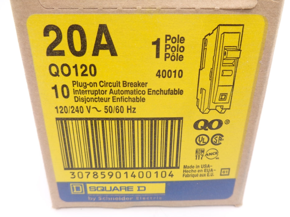 SQUARE D QO120 20A 240V (PKG OF 10) NSMP