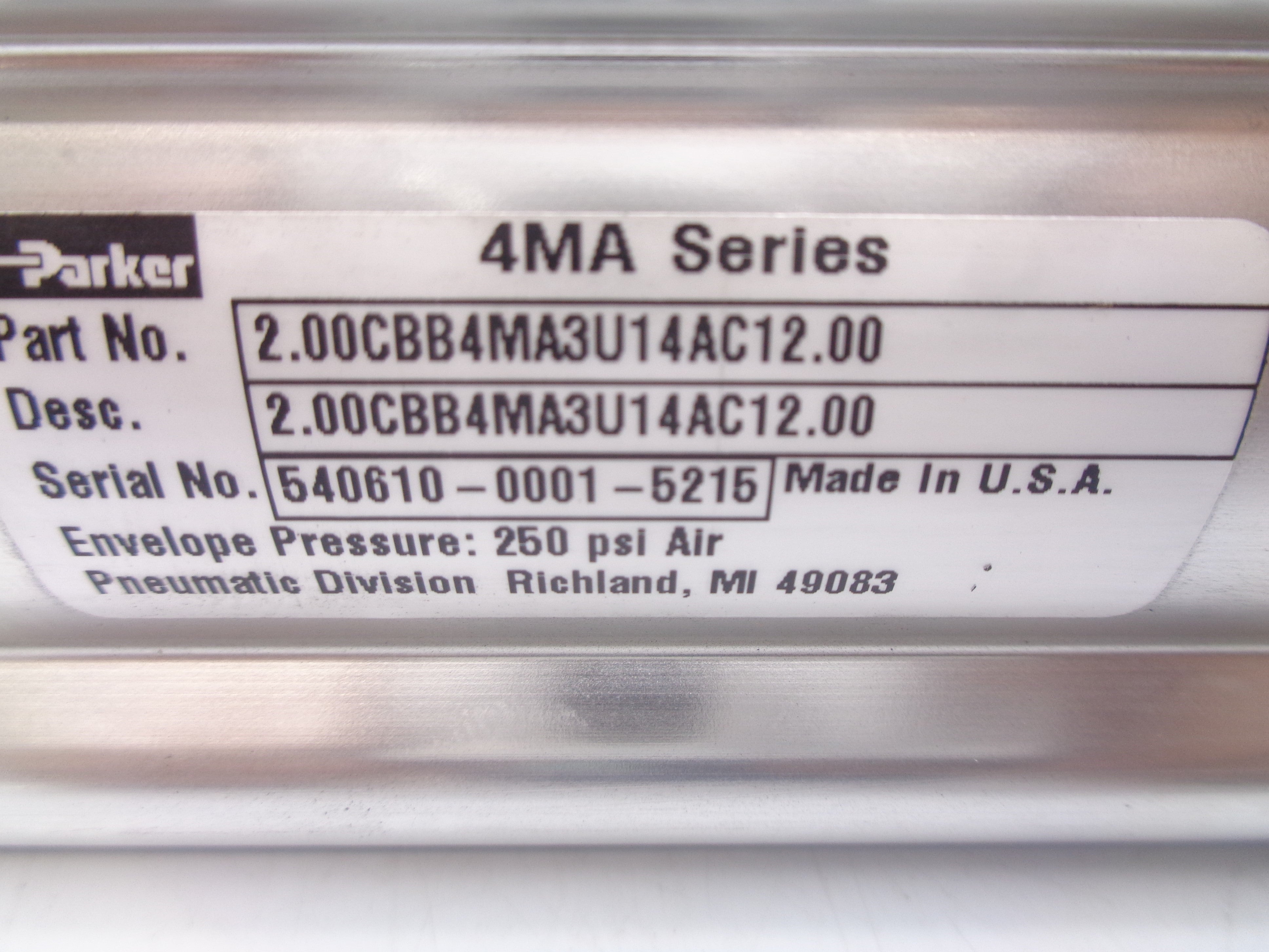 PARKER 2.00CBB4MA3U14AC12.00 250PSI NSNP
