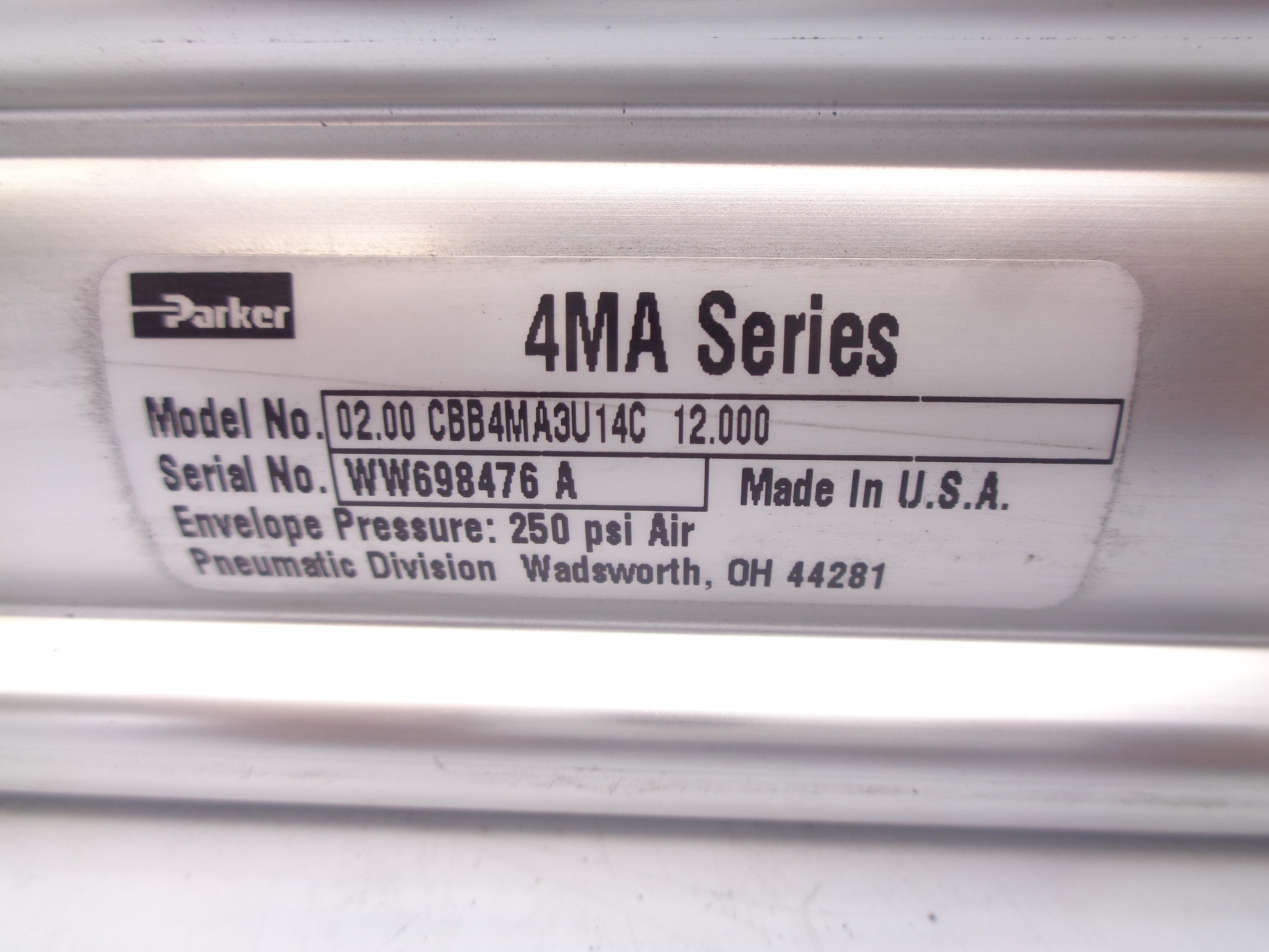 PARKER 02.00CBB4MA3U14C12.000 250PSI NSNP