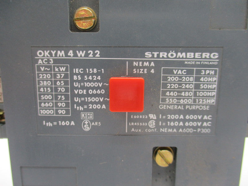 STROMBERG OKYM-4W22 160/200A 200/600VAC NSNP