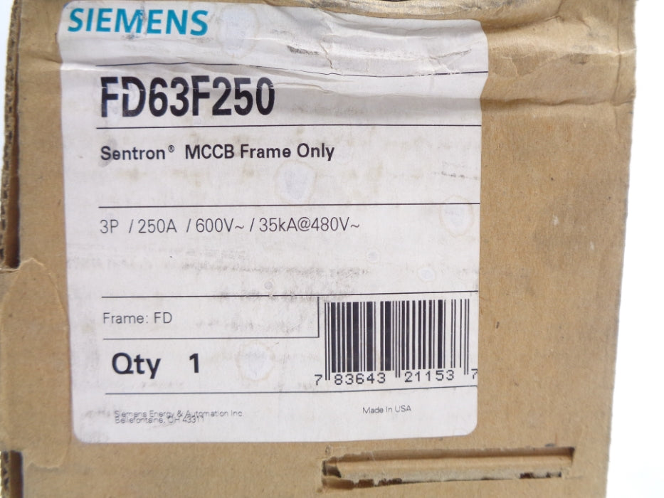 SIEMENS FD63F250 SER. B 250A 480V NSMP