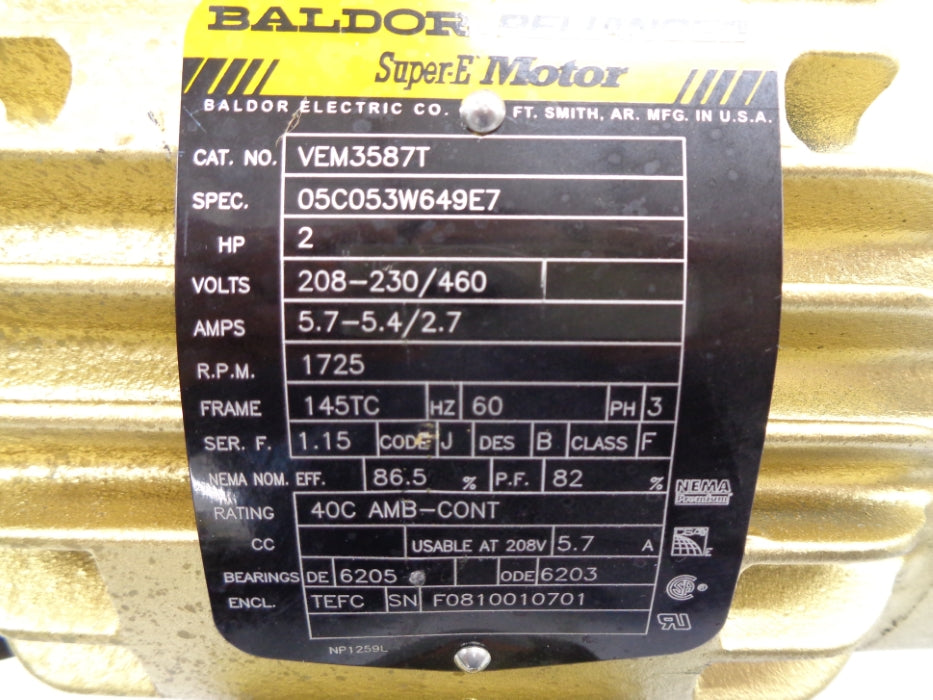 BALDOR VEM3587T SER. F (AS PICTURED) NSNP