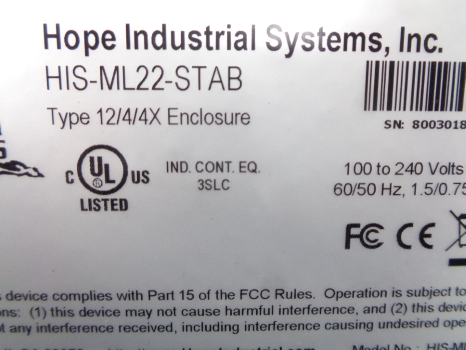 HOPE INDUSTRIAL SYSTEMS HIS-ML22-STAB NSNP