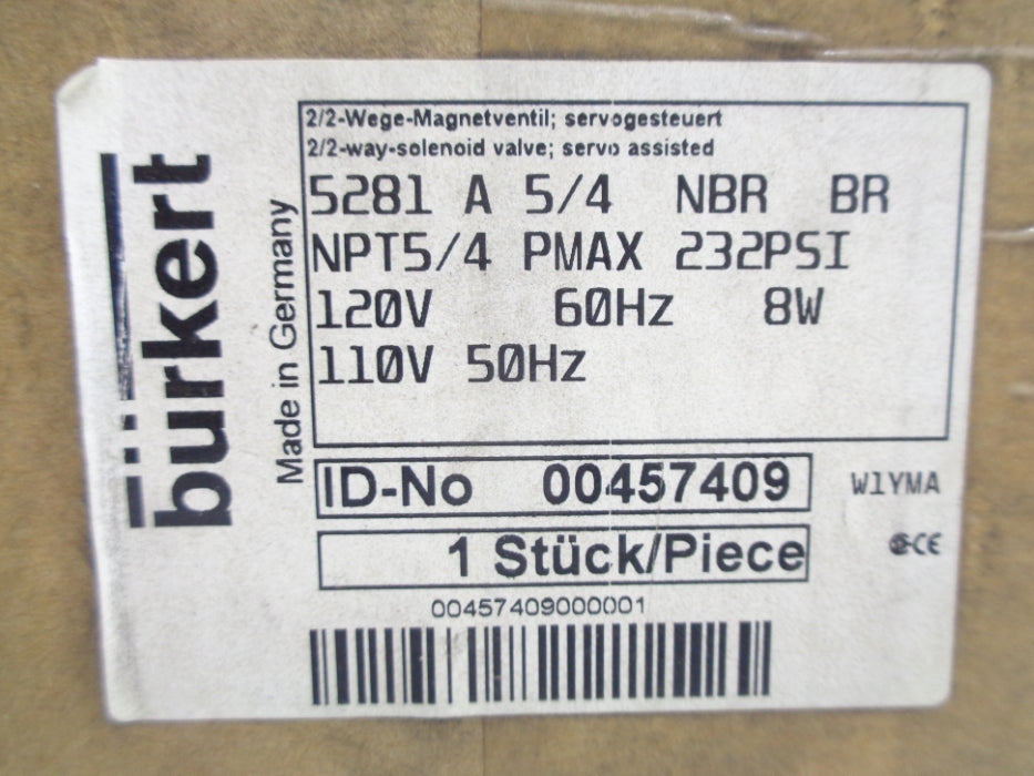 BURKERT 00457409 120V 232PSI NSMP