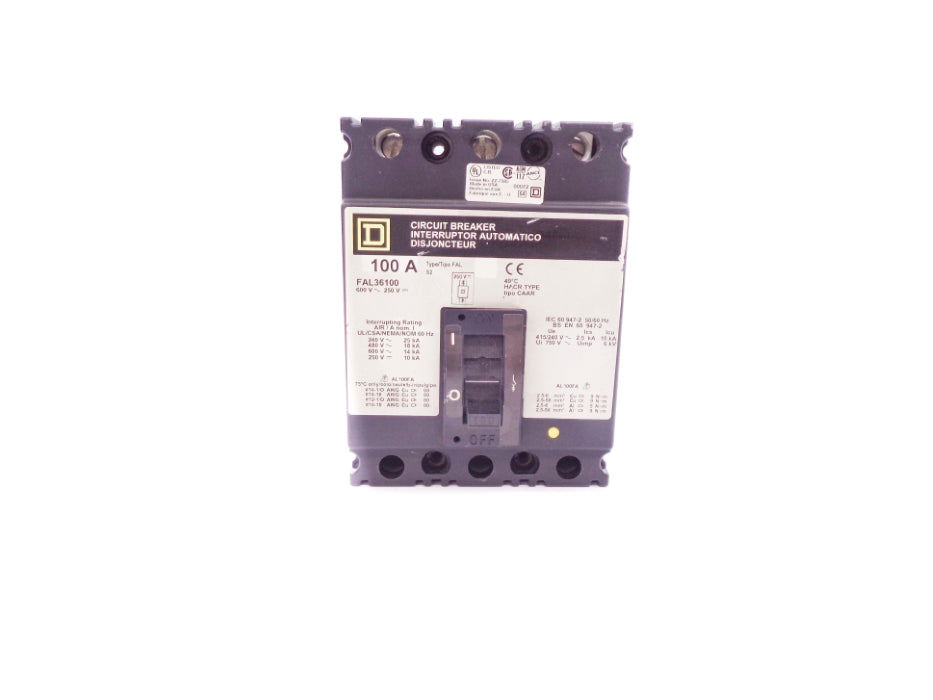 SQUARE D FAL36100 600V 100A NSNP