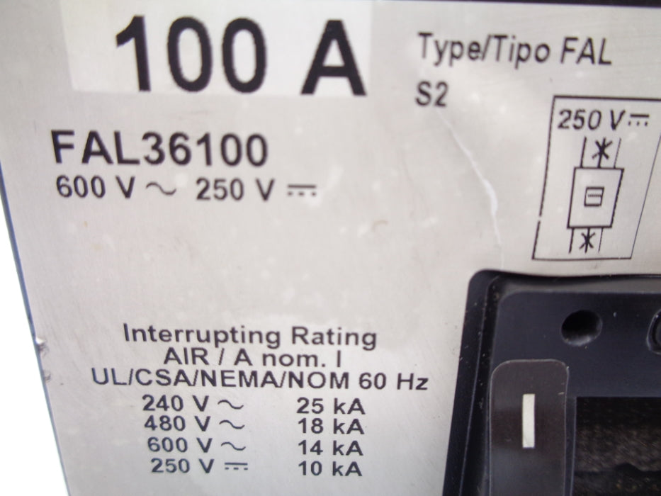 SQUARE D FAL36100 600V 100A NSNP