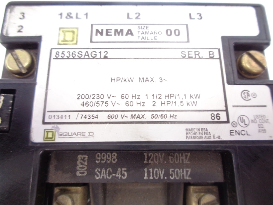 SQUARE D 8536SAG12V02 SER. B (AS PICTURED) UNMP