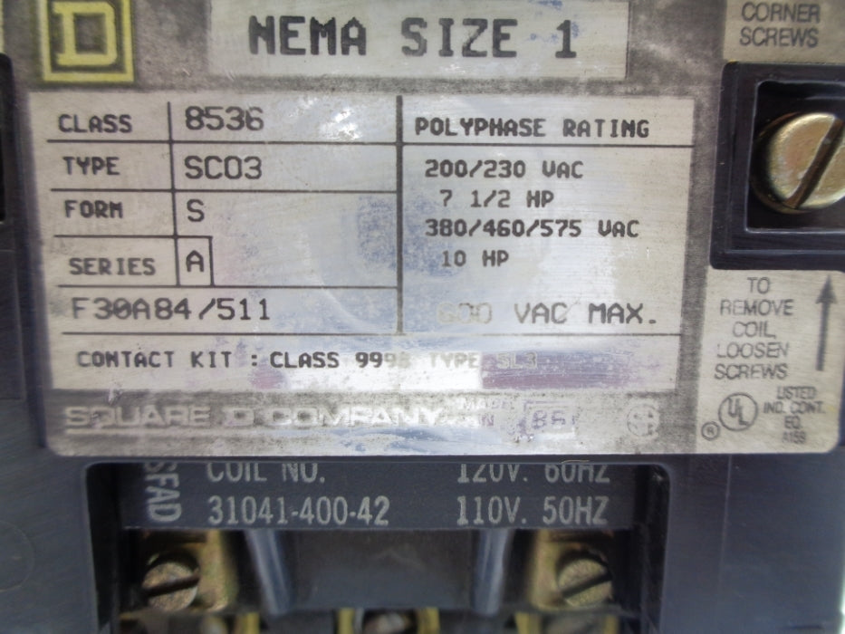 SQUARE D 8536SCO3V02S SER. A UNMP