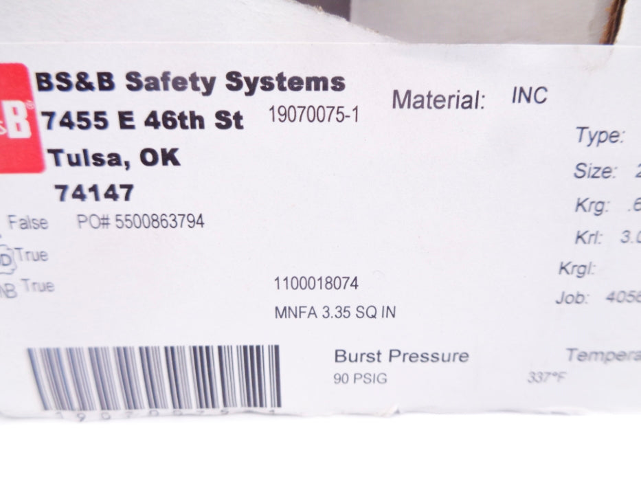 BS&B CSI 90PSI 2" NSMP