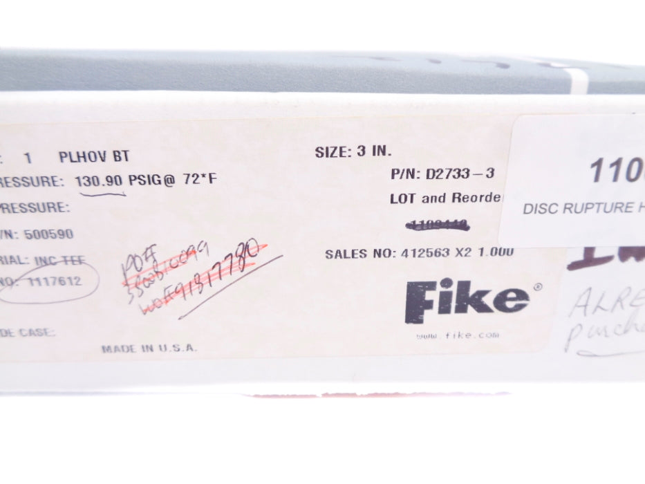 FIKE PLHOVBT 130.90PSI 3" NSMP