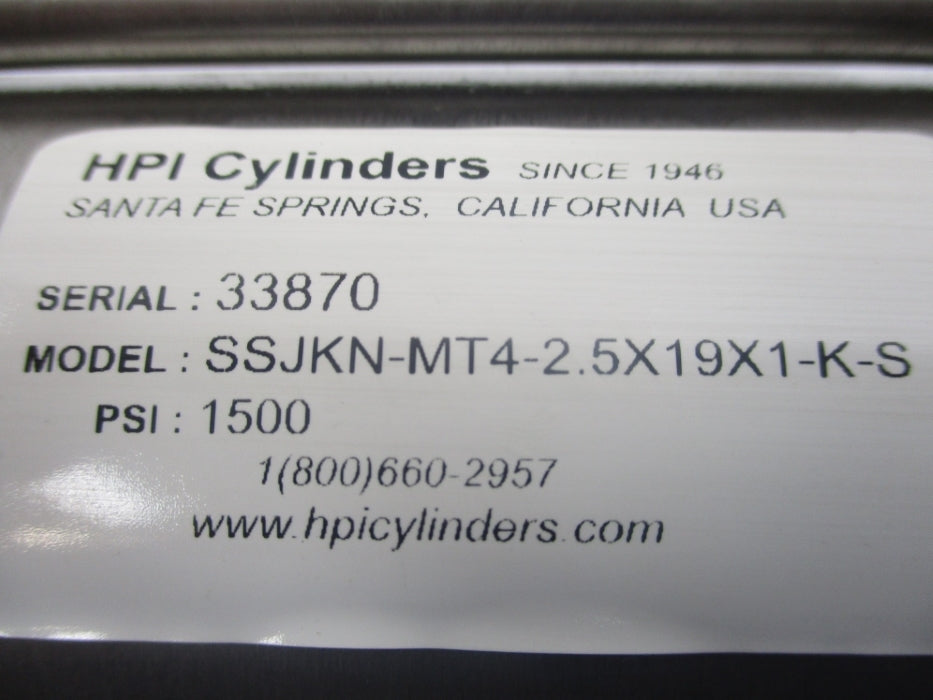 HPI CYLINDERS SSJKN-MT4-2.5X19X1-K-S 1500PSI NSNP