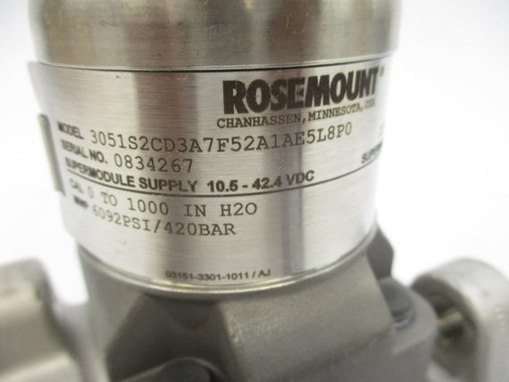 ROSEMOUNT 3051S2CD3A7F52A1AE5L8P0 1000PSI NSMP