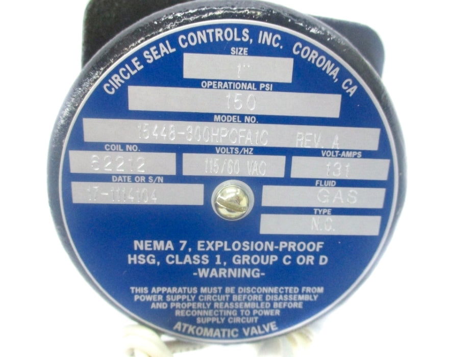 CIRCOR SEAL 15448-300HPCFA1C 115V 150PSI NSNP