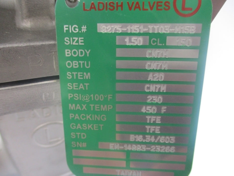 LADISH VALVES 8275-1151-TT03-M15B 230PSI NSNP