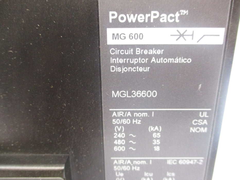 SQUARE D MGL36600 600A 240V NUPI