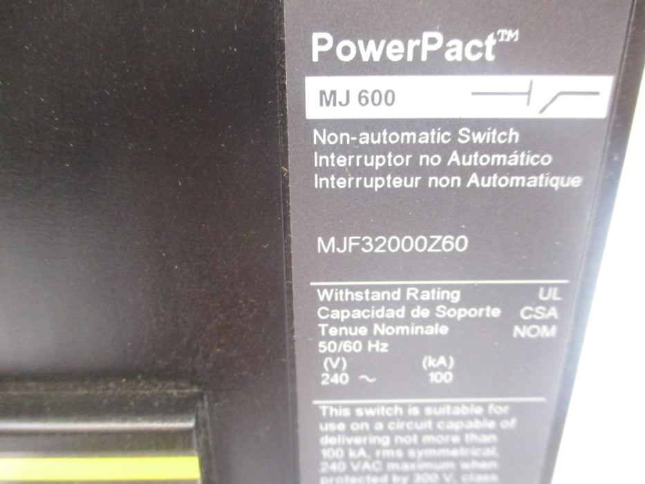 SQUARE D MJF32000Z60 600A 240V NUPI