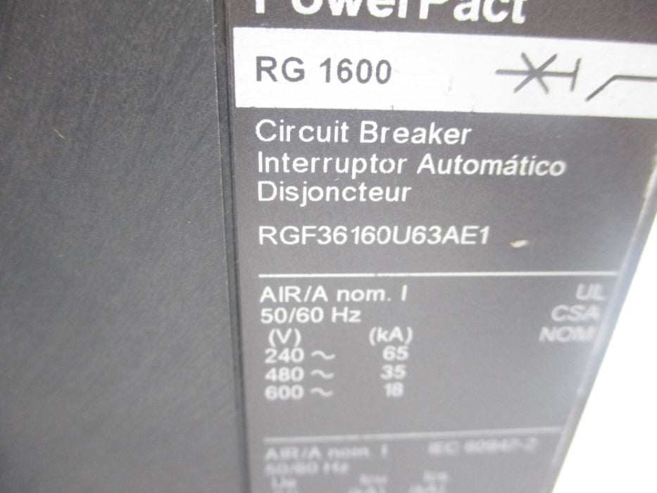 SQUARE D RGF36160U63AE1 1600A 240V NUPI