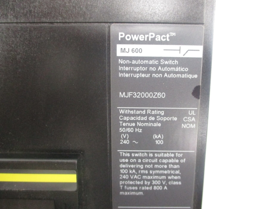 SQUARE D MJF32000Z60 600A 240V (AS PICTURED) NUPI