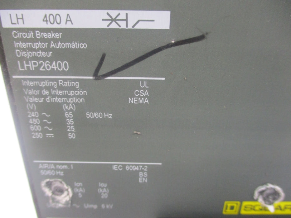 SQUARE D LHP26400 600V 400A NUPI