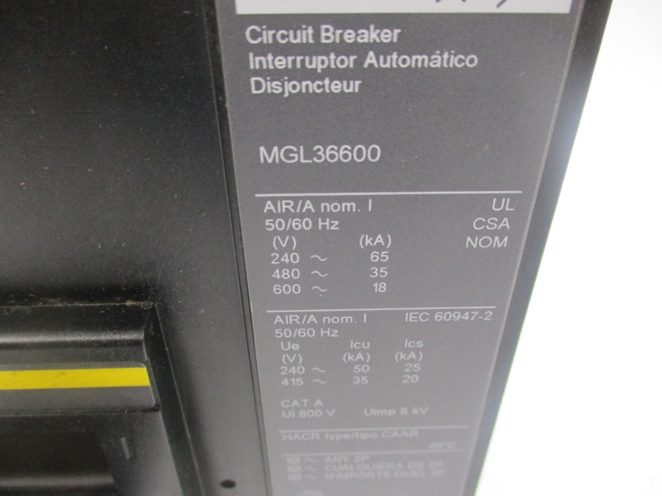 SQUARE D MGL36600 SER. 2 240V 600A NUPI