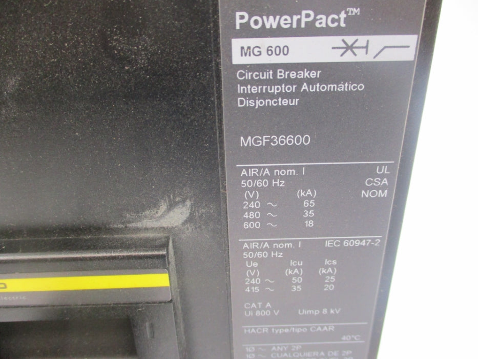 SQUARE D MGF36600 SER. 2 240V 600A NUPI