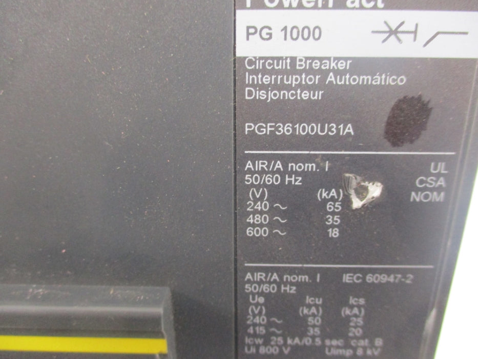 SQUARE D PGF36100U31A SER. 1 600V 1000A NUPI