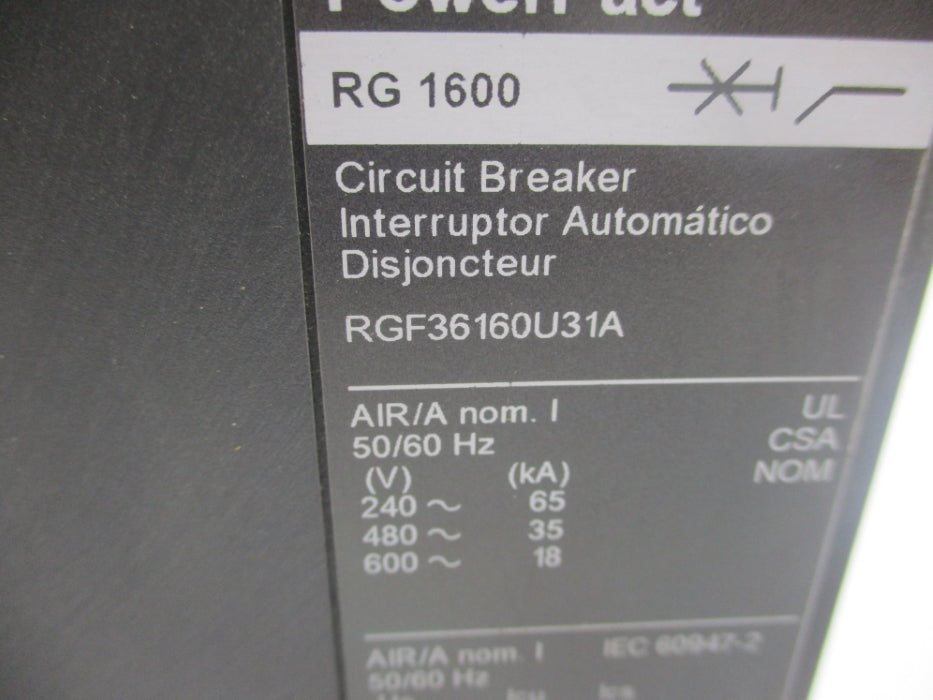 SQUARE D RGF36160U31A SER. 1 240V 1600A NUPI