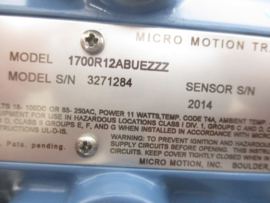 MICRO MOTION 1700R12ABUEZZZ NSNP