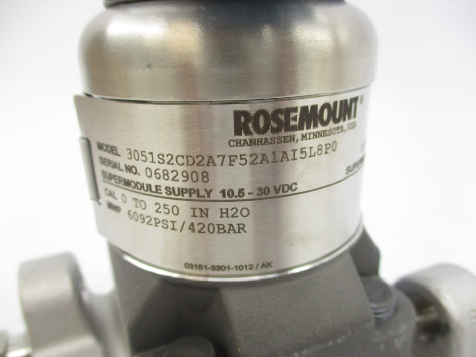 ROSEMOUNT 3051S2CD2A7F52A1AI5L8P0 250PSI NSMP