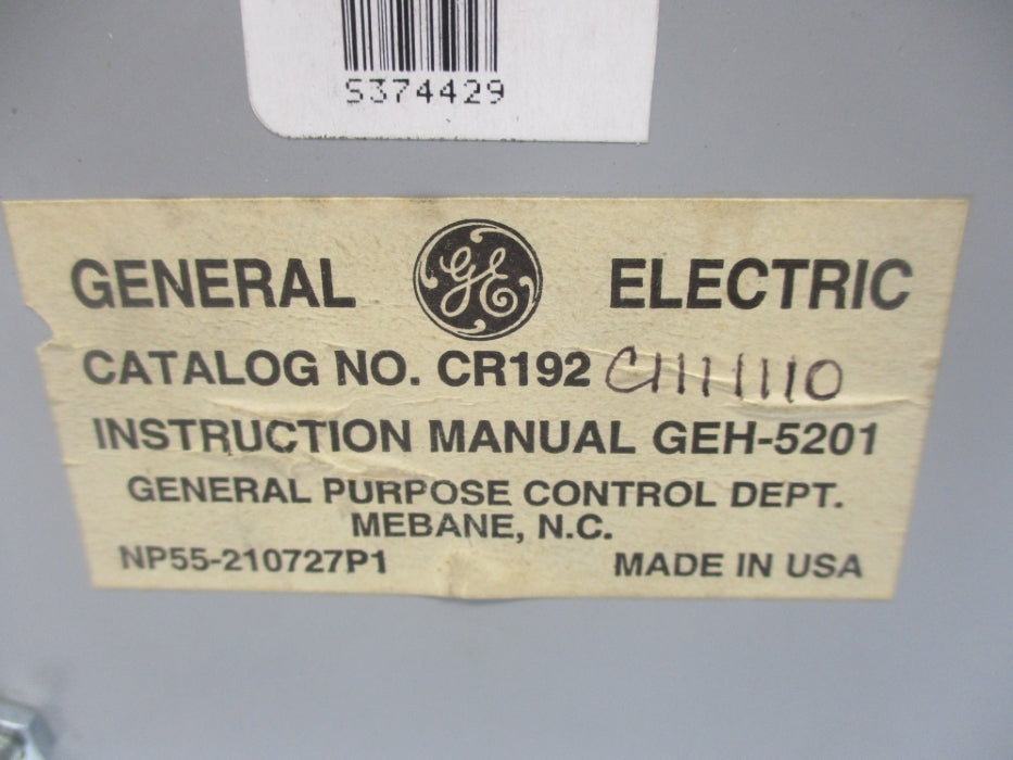GENERAL ELECTRIC CR192C1111110 UNMP